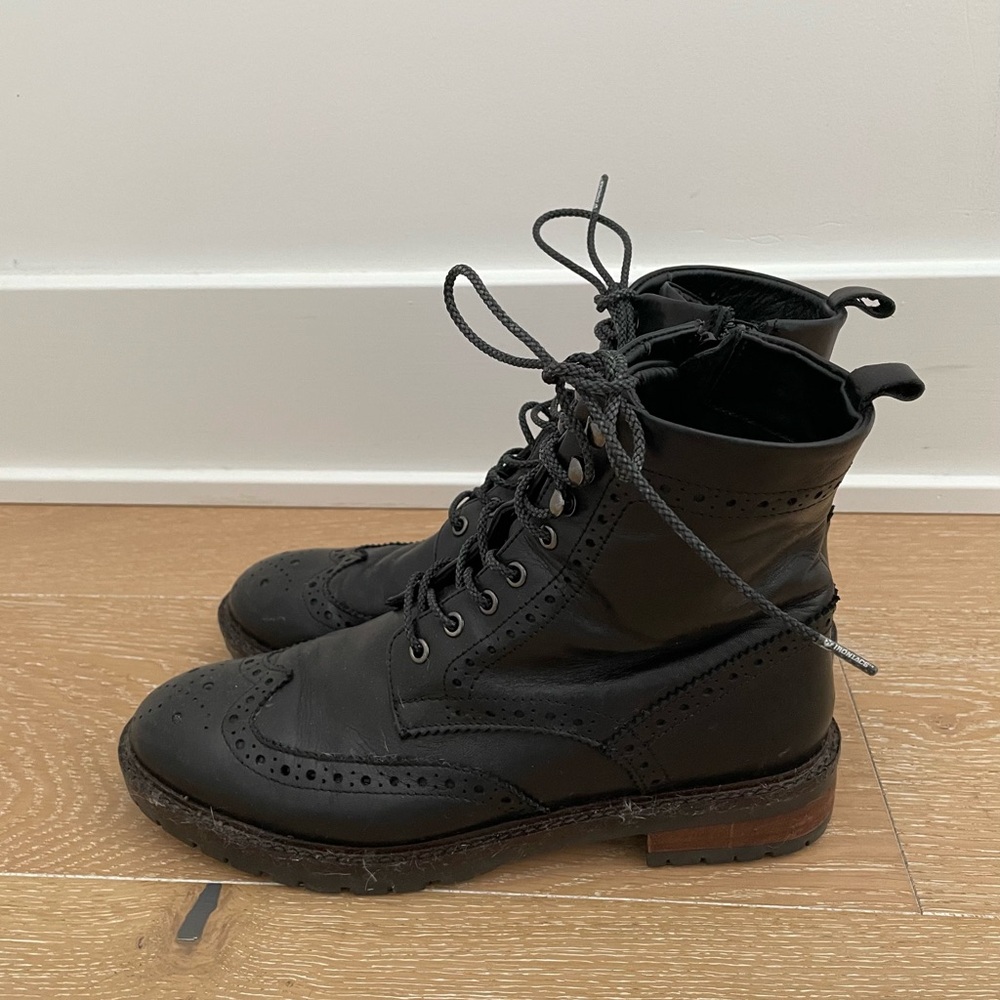 Dune London Black Leather Ankle Boots